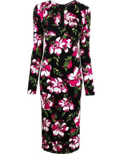 Tom Ford Floral-print Mid-length Dress - Black