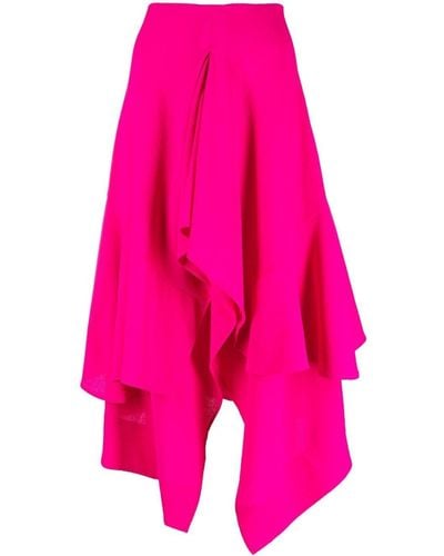 Colville Asymmetric Wool Midi Skirt - Pink
