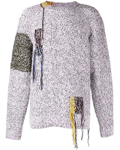 OAMC Fringed Marl-knit Sweater - Purple
