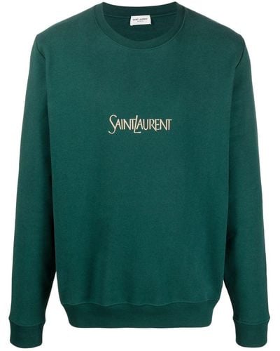 Saint Laurent Sweatshirt mit Logo-Print - Grün