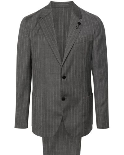 Lardini Pinstriped Single-breasted Wool Suit - Grey