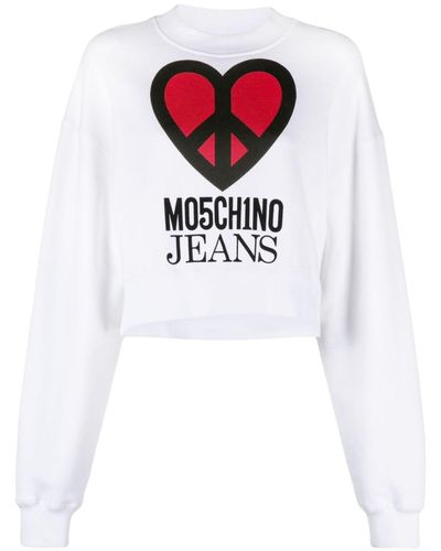 Moschino Jeans Sweat en jersey à imprimé graphique - Blanc