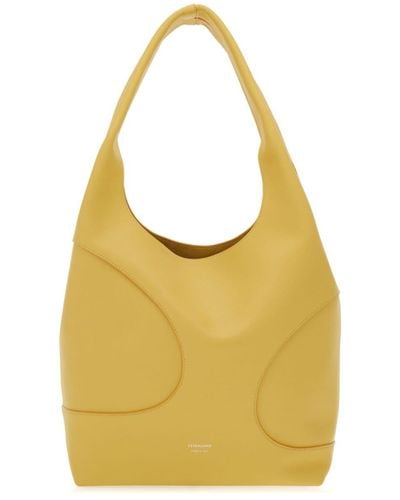Ferragamo Debossed-logo Panelled Leather Bag - Yellow