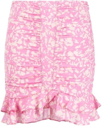 Isabel Marant Abstract-print Ruffled Miniskirt - Pink