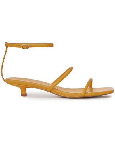 12 STOREEZ Double-strap 30mm Leather Sandals - Yellow