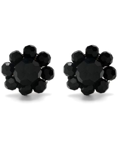 Simone Rocha Daisy Beaded Stud Earrings - Black