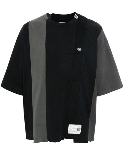 Maison Mihara Yasuhiro Vertical Switching Cotton T-Shirt - Black
