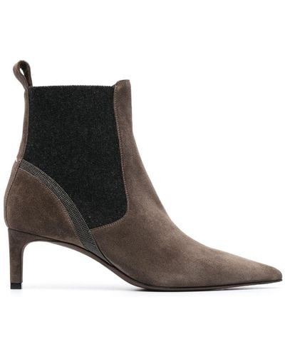 Brunello Cucinelli 60mm Suede Ankle Boots - Brown