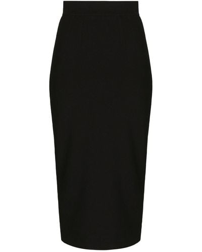 Dolce & Gabbana Falda midi con cintura alta - Negro