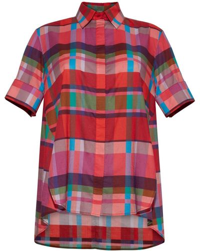 Adam Lippes Trapeze Checked Cotton-voile Shirt - Red