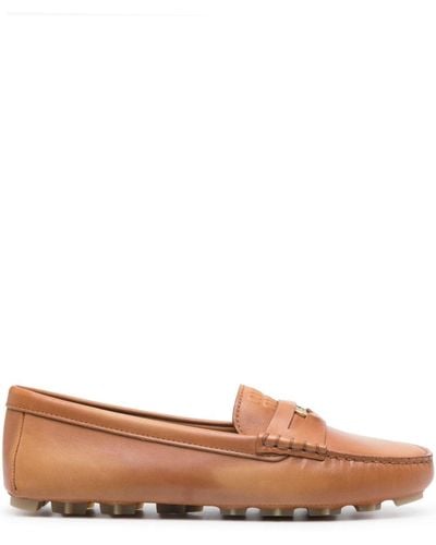 Miu Miu Coin-detail Leather Loafers - Brown