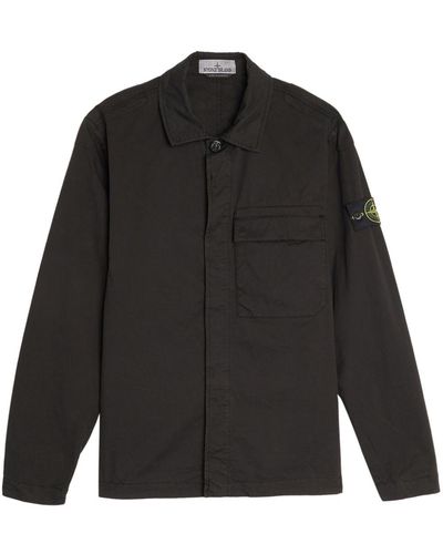 Stone Island Logo patch cargo shirt jacket - Schwarz