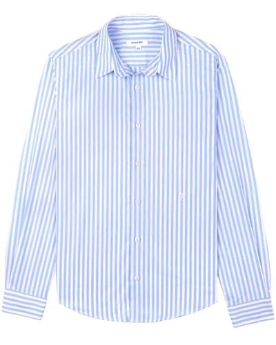 Sporty & Rich Logo-embroidered Striped Shirt - Blue