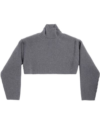 Balenciaga High-neck Virgin Wool Sweater - Gray