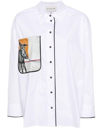Munthe Mint Hemd aus Bio-Baumwolle - Weiß
