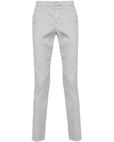 Dondup Logo-plaque Slim-fit Trousers - Grey