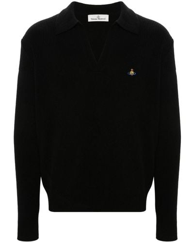 Vivienne Westwood Orb-embroidered Polo Shirt - Black