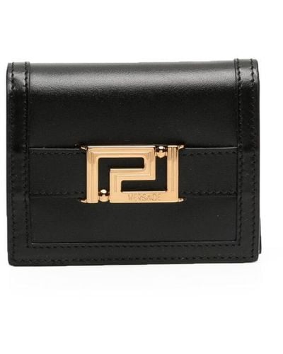 Versace グレカ ゴッデス 二つ折り財布 - ブラック