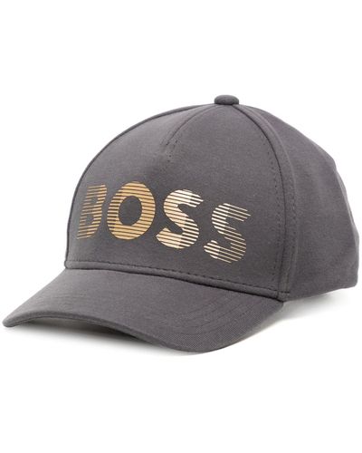 BOSS Logo-print Cotton-blend Cap - Grey