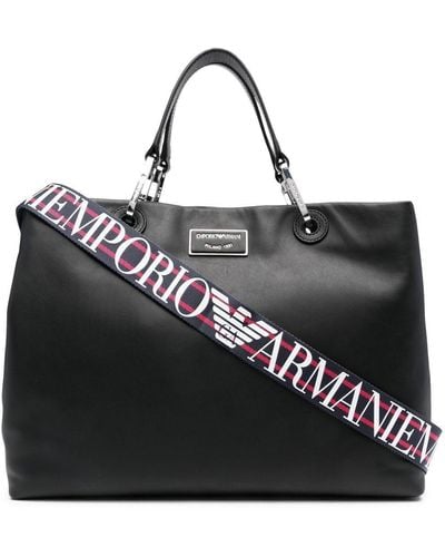 Emporio Armani Leather Tote Bag - Black