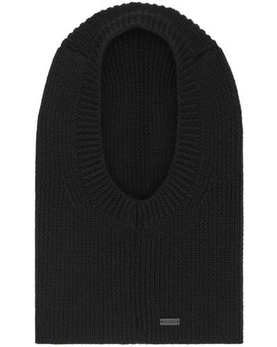 Saint Laurent Large Ribbed Balaclava In Wool - Black