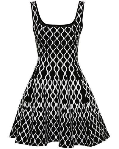 Maje Pattern-jacquard Flared Minidress - Black
