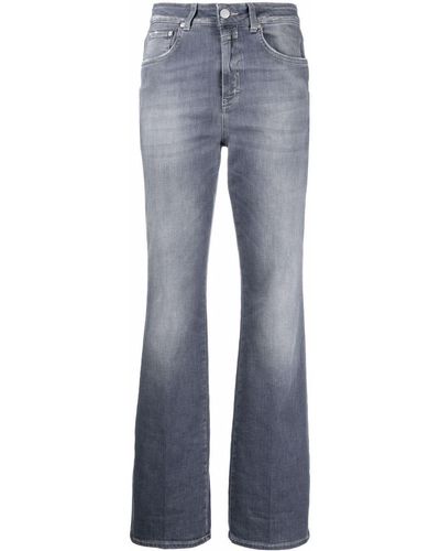 Closed Leaf Flared Stretch Jeans - Gray