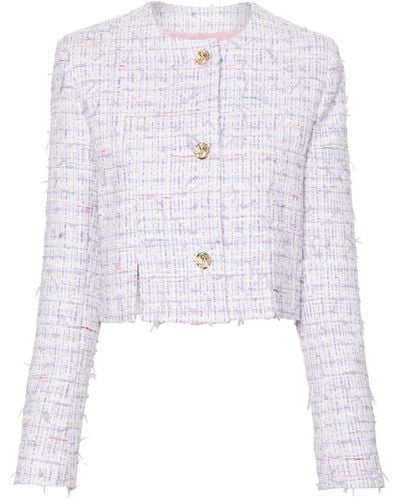 Nina Ricci Cropped Tweed Jacket - Blue