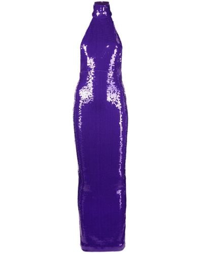 LAQUAN SMITH Halterneck Sequin Gown - Purple