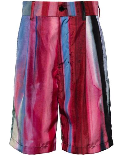 Feng Chen Wang Striped Bermuda Shorts - Red