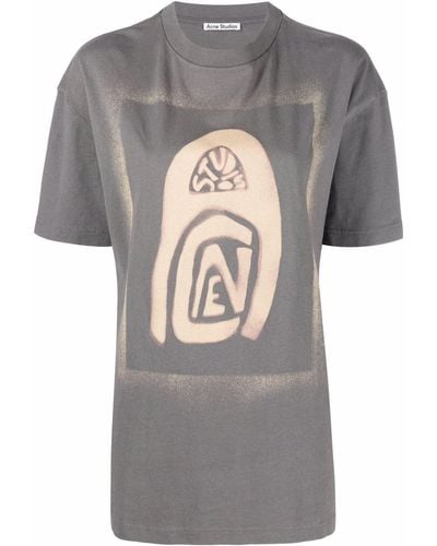 Acne Studios T-shirt Met Logoprint - Grijs