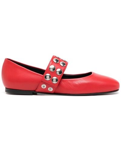 Molly Goddard Carla Leather Ballet Court Shoes - Red