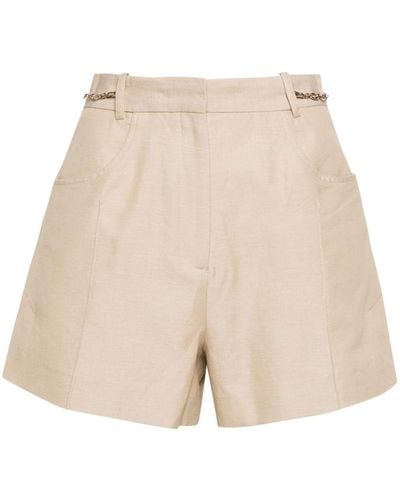 Maje High-waist Linen Shorts - Natural