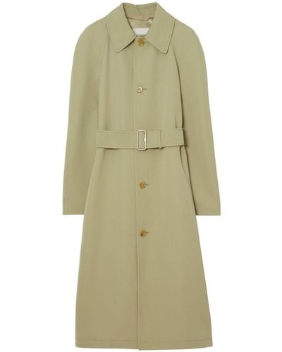 Burberry Belted Wool Trench Coat - Green