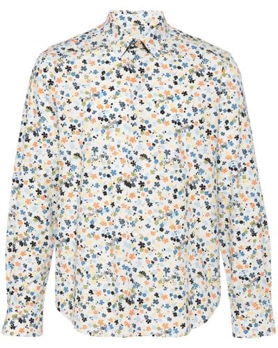 Paul Smith Floral-print Organic Cotton Shirt - White