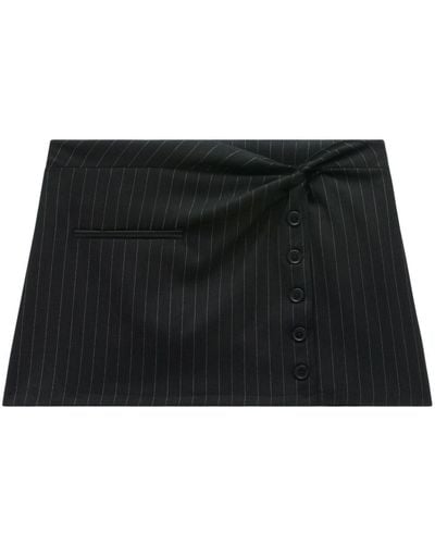 Courreges Twist-detailing Pinstripe Miniskirt - Black
