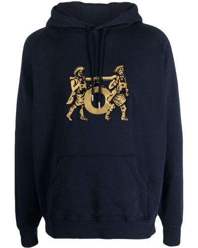 Pop Trading Co. Logo-embroidered Cotton Hoodie - Blue