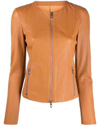 DROMe Zipped-up Leather Jacket - Brown