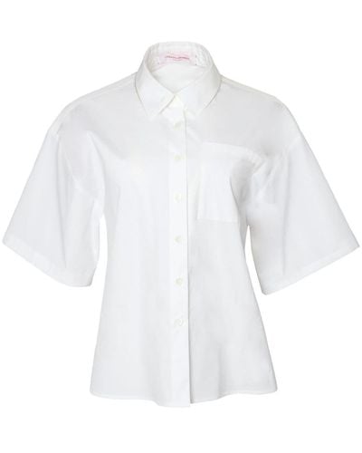 Carolina Herrera Chemise en coton à manches courtes - Blanc