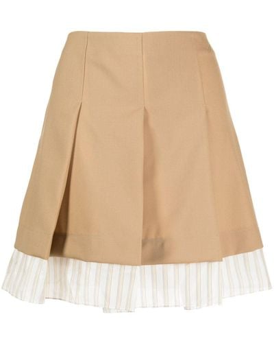Marni Panelled Pleated Miniskirt - Natural