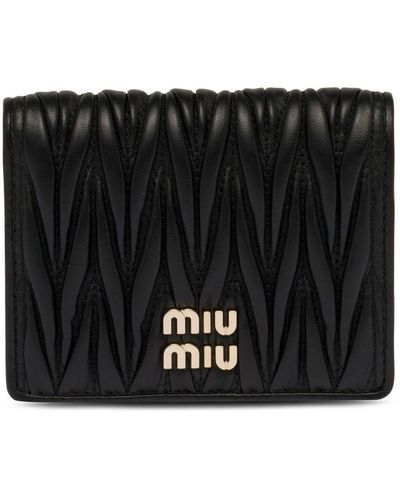 Miu Miu Portemonnaie mit Logo-Schild - Schwarz