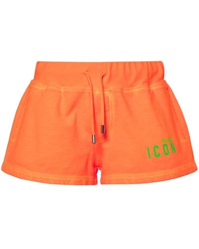 DSquared² Be Icon Cotton Shorts - Orange
