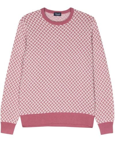 Drumohr インターシャパターン セーター - ピンク