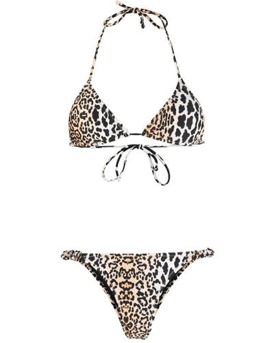 Reina Olga Leopard-print Scrunchie Bikini Set - White