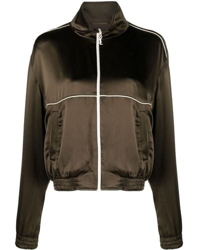 Saint Laurent High-neck Silk Track Jacket - Black