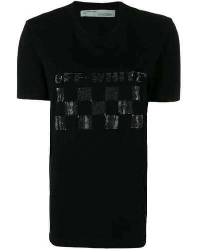 Off-White c/o Virgil Abloh T-shirt à logo strassé - Noir
