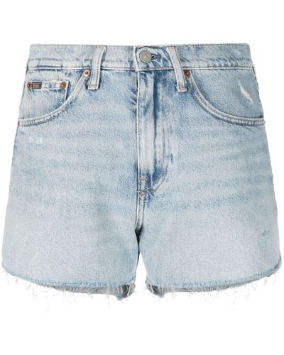 Polo Ralph Lauren Shorts denim a vita alta con effetto vissuto - Blu