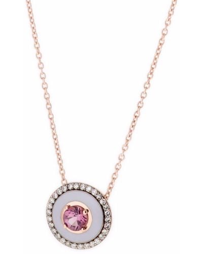 Selim Mouzannar 18kt Rose Gold Lilac Enamel, Pink Tourmaline And Diamond Necklace