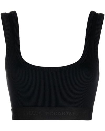 Stella McCartney Fine-ribbed Cropped Vest Top - Black