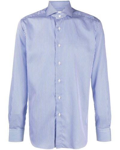 Xacus Striped Cotton Shirt - Blue